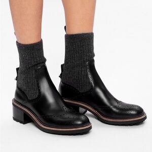 NWOT Chloe Franne ribbed-knit and leather ankle boots